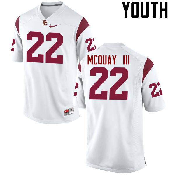 Youth #22 Leon McQuay III USC Trojans College Football Jerseys-White - Click Image to Close